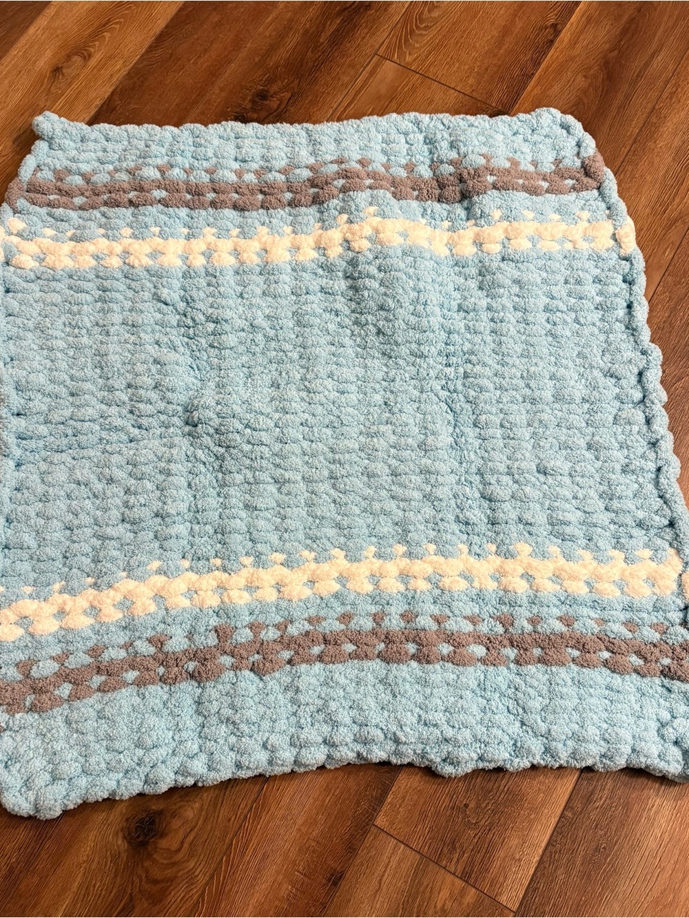 Kids Boys Blanket Home Handmade Soft Cozy Blue Grey Heavy Throw 33” X 35”
